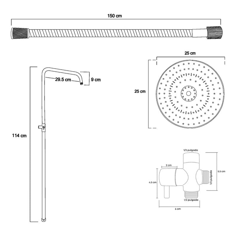 Columna De Ducha Circular Con Teleducha Cromada