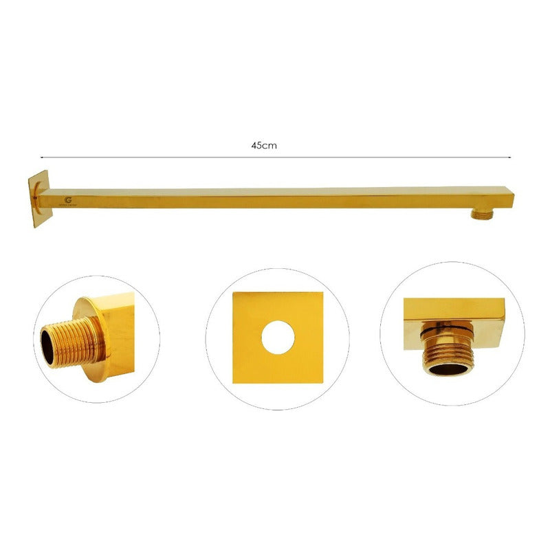 Tubo De Ducha Cuadrado Dorado