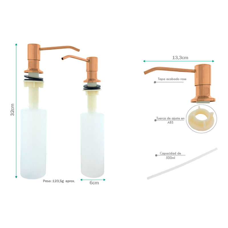 Dispensador Jabón Mesa ( Lavaplatos) Oro Rosa