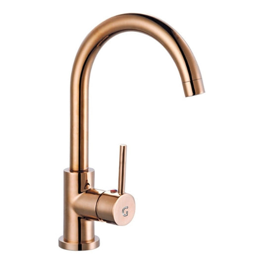 Griferia Monocontrol Para Lavaplatos Cuello De Ganso Dorada