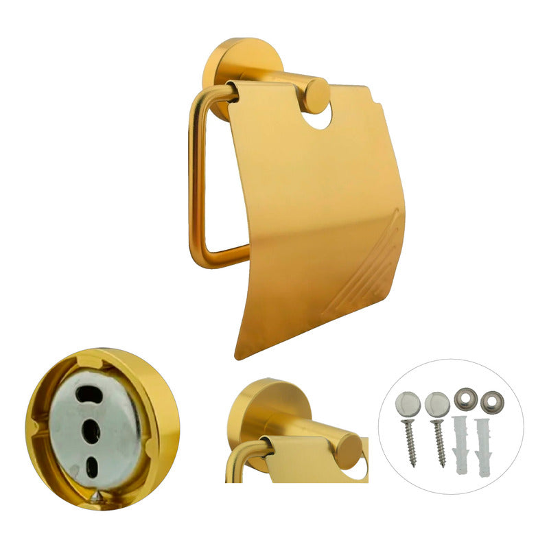Portarrollo Para Baño Aluminio Dorado Cepillado Jade