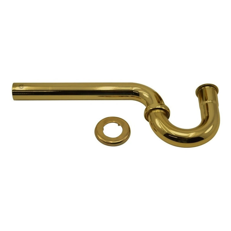 Sifón En P Metálico Dorado Oro Vintage