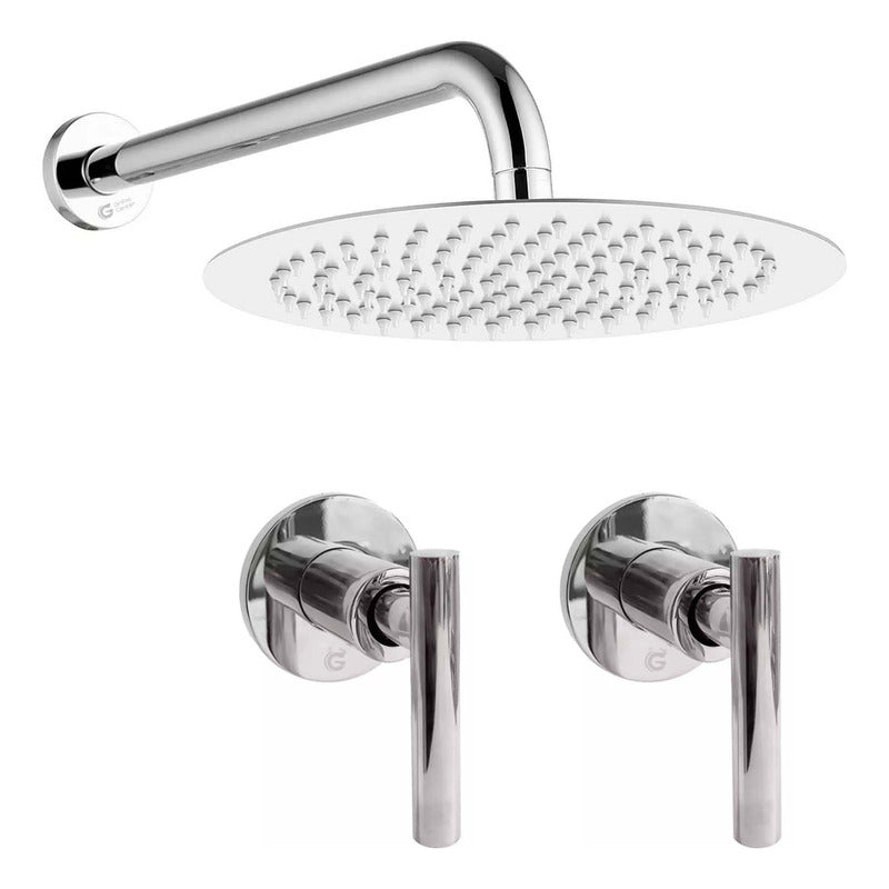 Kit Ducha 20cm Tubo + Mezclador Ducha + Manijas Mucca