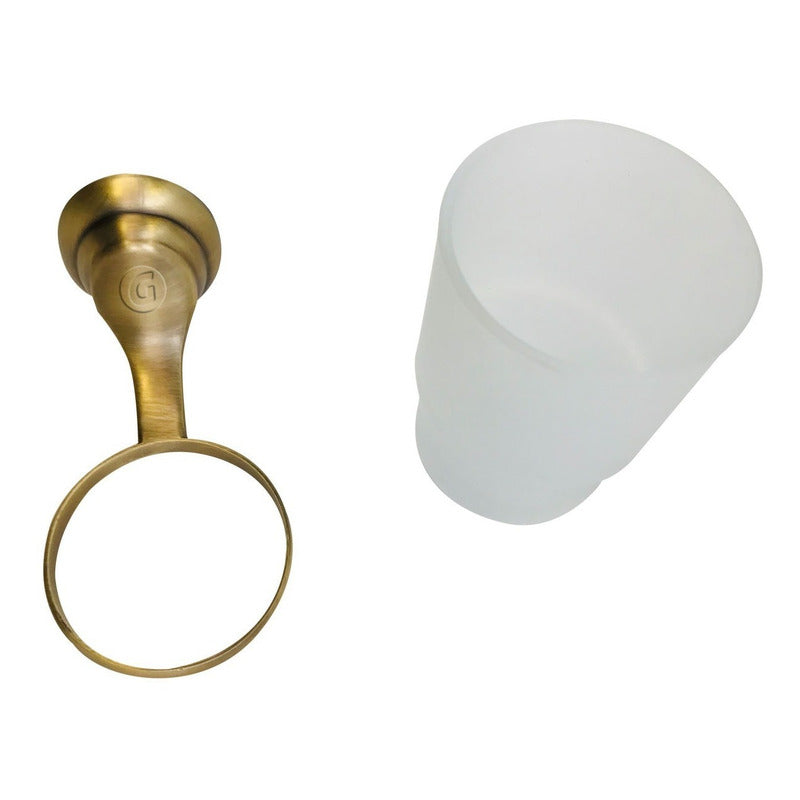 Soporte + Cepillera Acero Vintage Acabado Bronce Antiguo