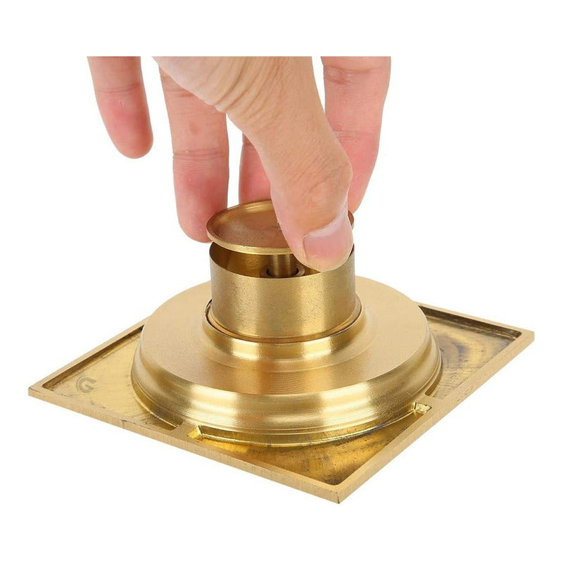 Rejilla De Piso Cuadrada De 10x10cm Dorada