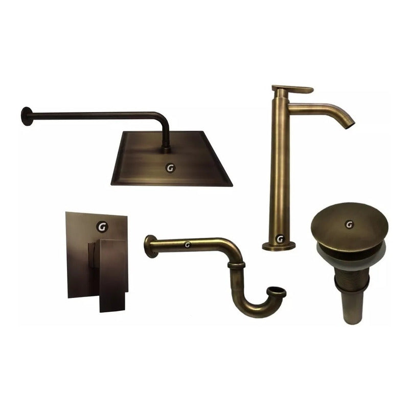 Kit Grifería Baño Vintage Bronce Antiguo