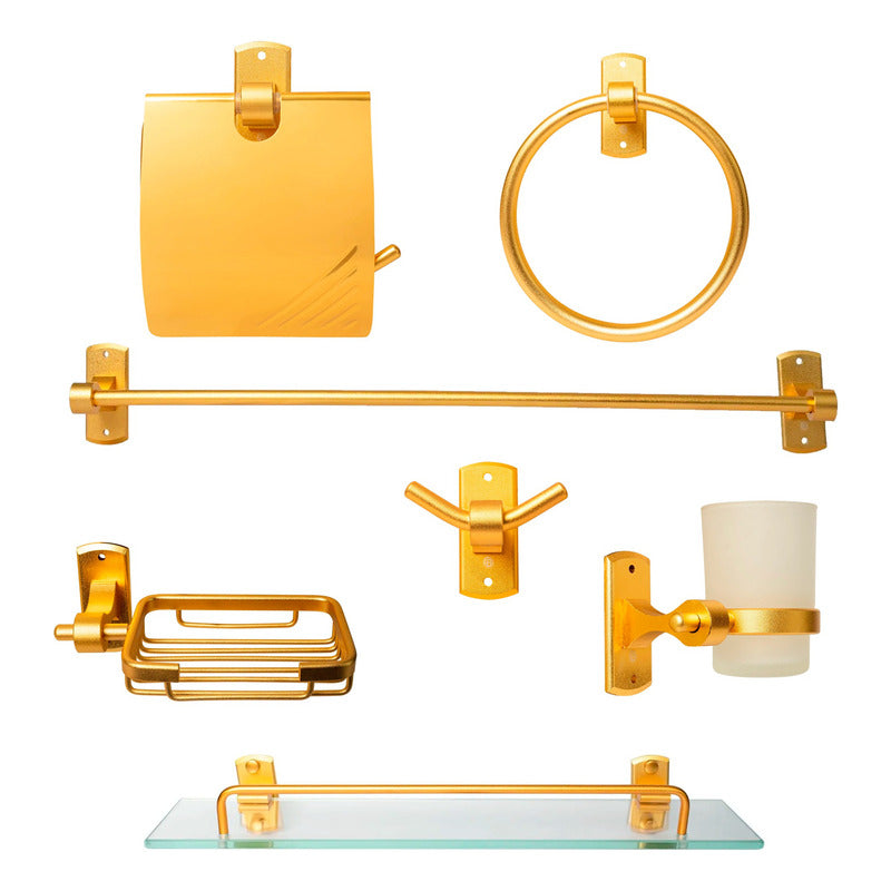 Juego De Accesorios Para Baño Dorado Vintage En Aluminio X7