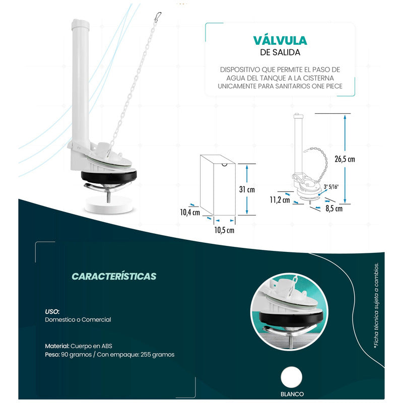 Válvula De Salida Para Sanitario One Piece