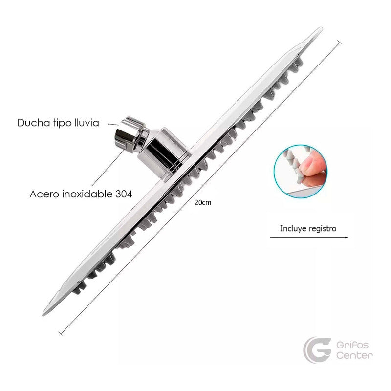 Kit Ducha Redonda 20cm+tubo+registro Manija Ducha Yw