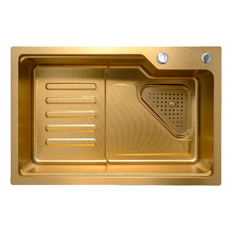 Lavaplatos Acero Dorado Sistema De Riel 68x45cm+accesorios