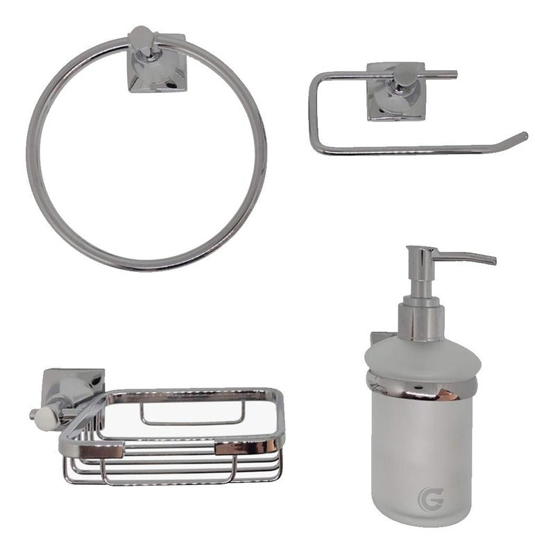 Juego De Accesorios Para Baño Cromado X4 Piezas