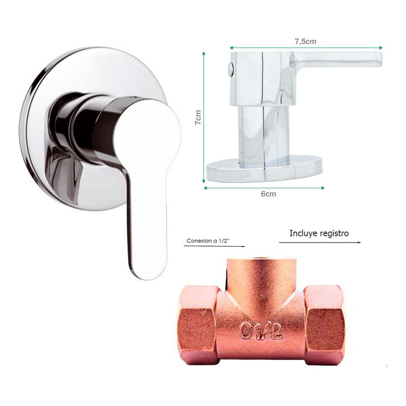 Kit Ducha Redonda 20cm+tubo+registro Manija Ducha Astana