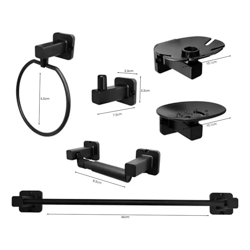 Juego Accesorios Para Baño Tayrona Negro X6