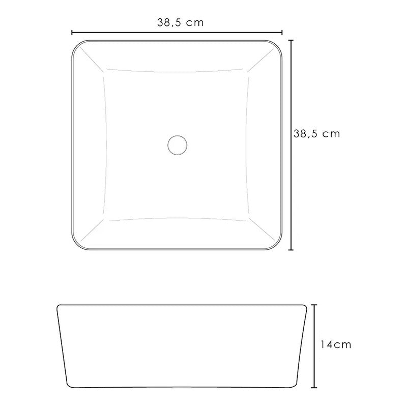 Lavamanos Sobreponer Blanco Cuadrado 38,5*38,5*14cm