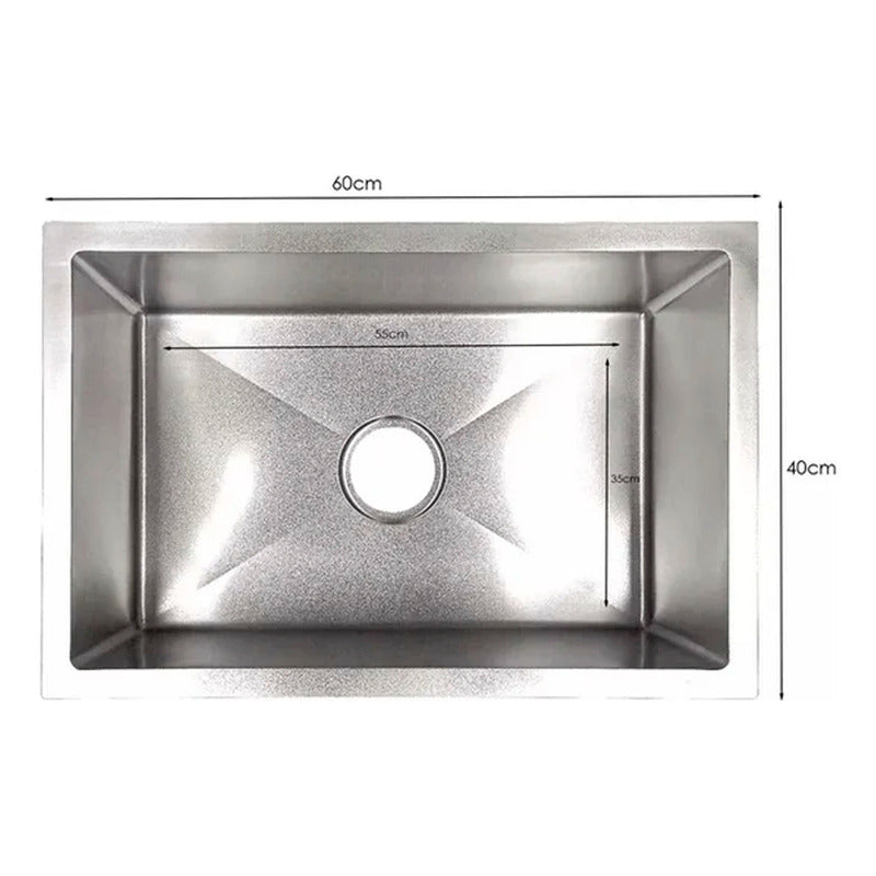 Combo Lavaplatos 60*40cm+griferia Plata Cuello 7+accesorios