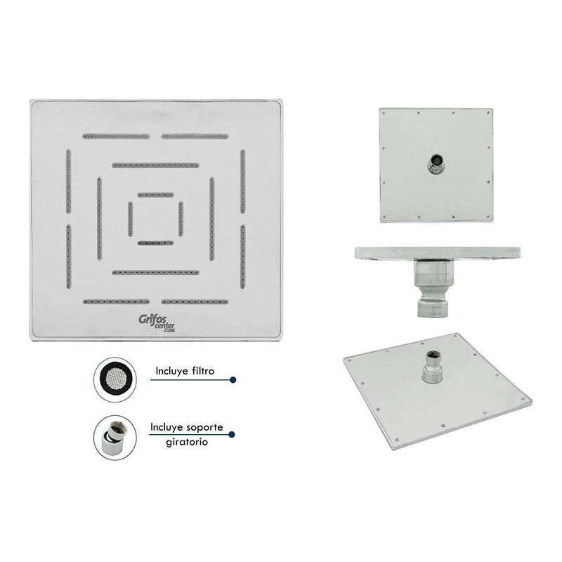 Regadera Ducha Cuadrada Slim Lineal 8puLG