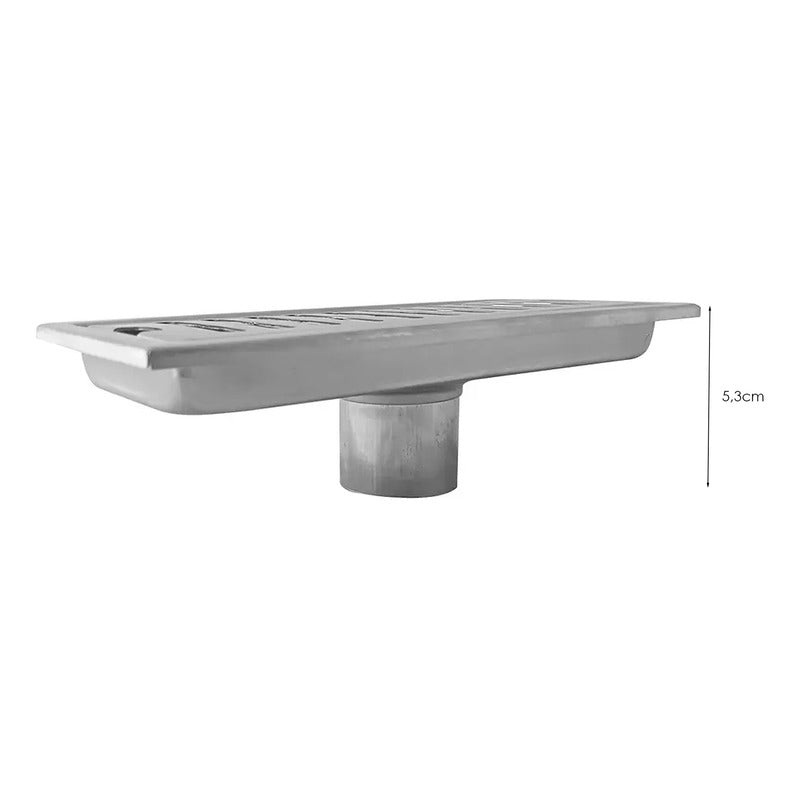 Rejilla De Piso Ranurada Plateado En Acero 20x10cm