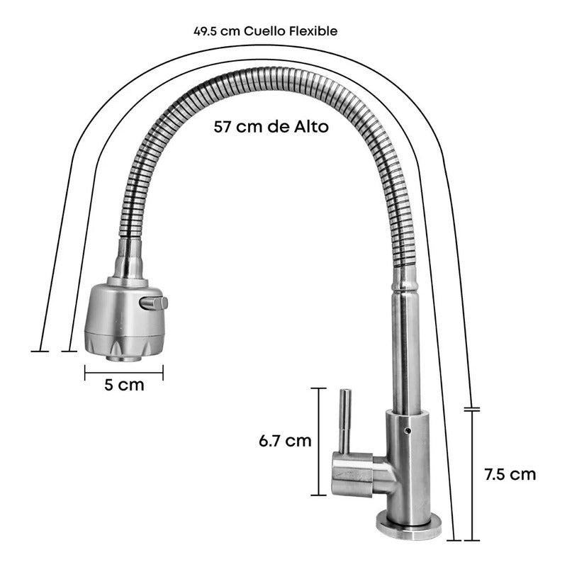 Griferia Llave Lavaplatos Flexible En Acero Agua Fria
