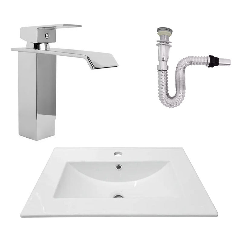 Kit Placa Lavamanos 61*40cm+griferia Monocontrol+push Flex18