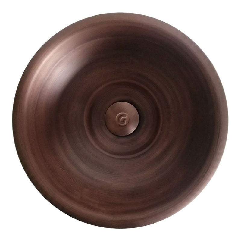 Lavamanos Circular 38cm Vintage Bronce Antiguo Con Desague