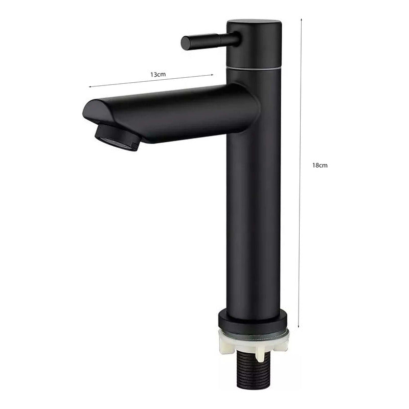 Grifería Lavamanos Agua Fría Baja Cuello Recto Negro Mate