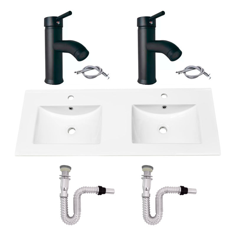Kit Placa Doble Lavam.121*46.5cm+griferia Monoc+push Flex25