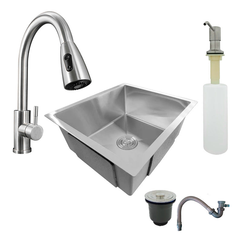 Combo Lavaplatos 60*45cm+griferia Satinada+dispensador Y Acc
