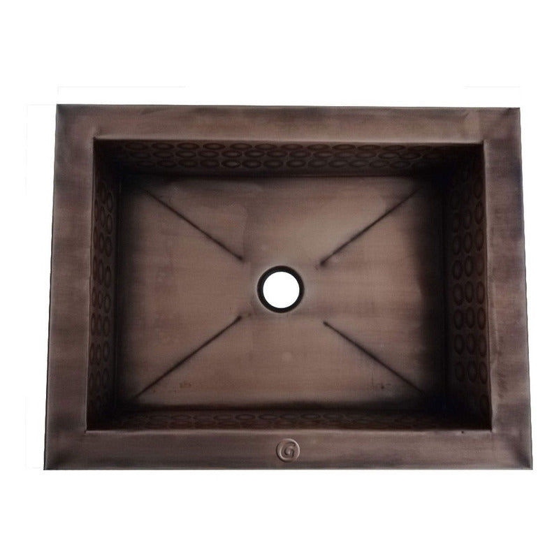 Lavamanos Rectangular Vintage Cobre Antiguo 50cm X 40cm