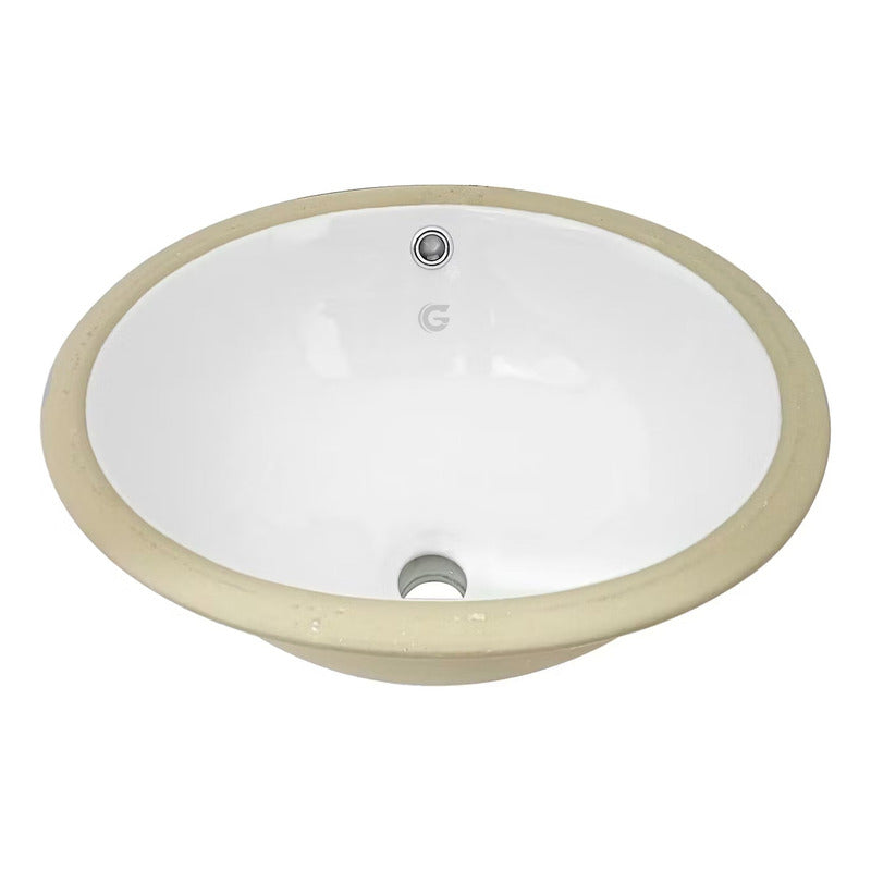 Lavamanos Redondo De Incrustar Blanco De 33 X 28,5 X 17 Cm