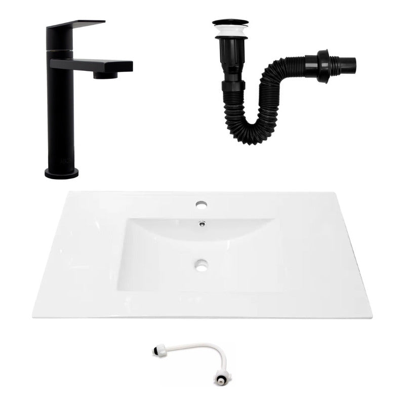 Combo Placa Lavamanos 91*46,5cm+grifo Agua Fria+push Negro3