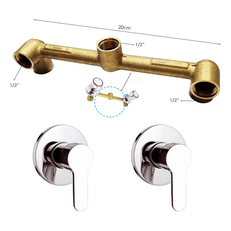 Kit Ducha Redonda 15cm+tubo+mezclador Ducha + Manijas Astana