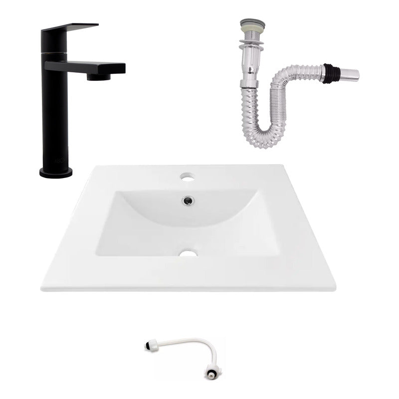 Kit Placa Lavamanos 61*40cm+griferia Agua Fria+push Flex. 11