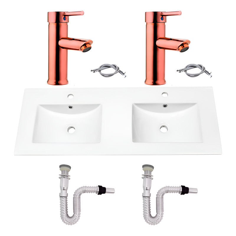 Kit Placa Doble Lavam.121*46.5cm+griferia Monoc+push Flex6