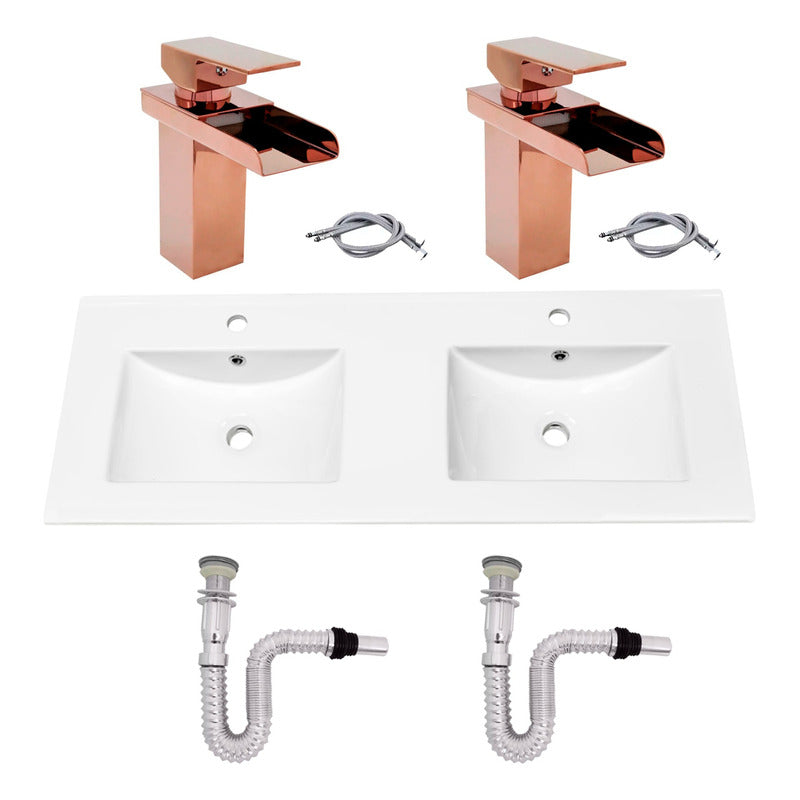 Kit Placa Doble Lavam.121*46.5cm+griferia Monoc+push Flex12