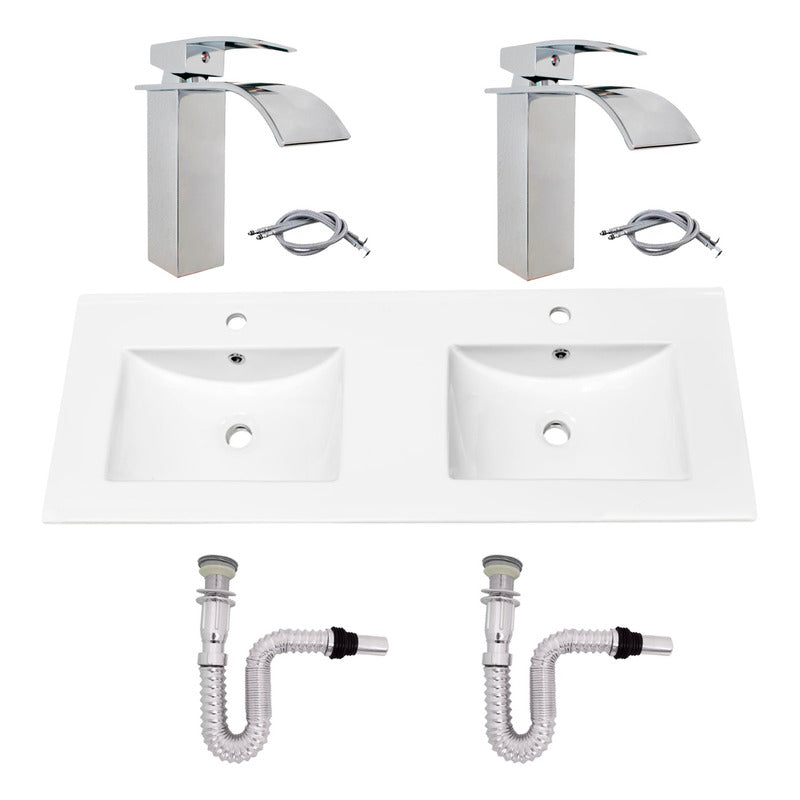 Kit Placa Doble Lavam.121*46.5cm+griferia Monoc+push Flex22