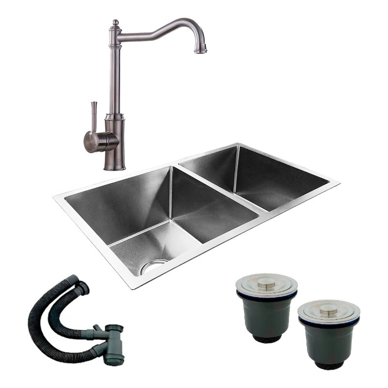 Combo Lavaplatos Doble 77*45cm+griferia Lvp Fraya+accesorios