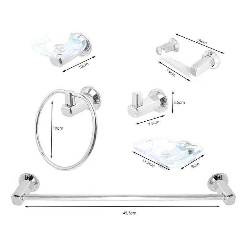 Juego De Accesorios Para Baño Base Redonda Abs X6