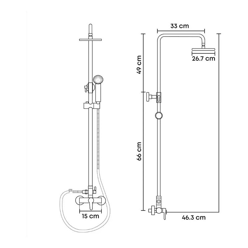 Columna Ducha Circular+teleducha Flexible En Acero Inox.
