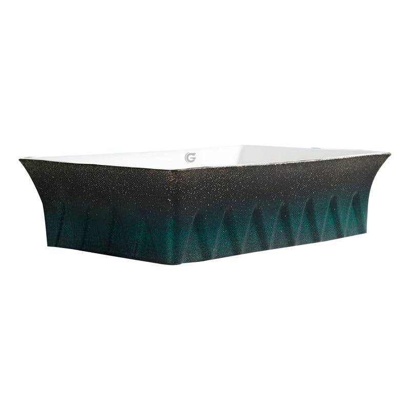 Lavamanos Rectangular De Sobreponer Azul/negro
