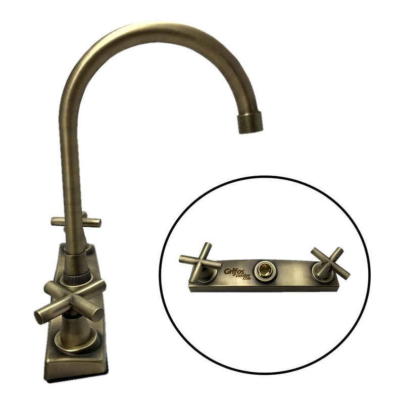 Mezclador Lavaplatos Vintage 8 Pulgadas Bronce Antiguo