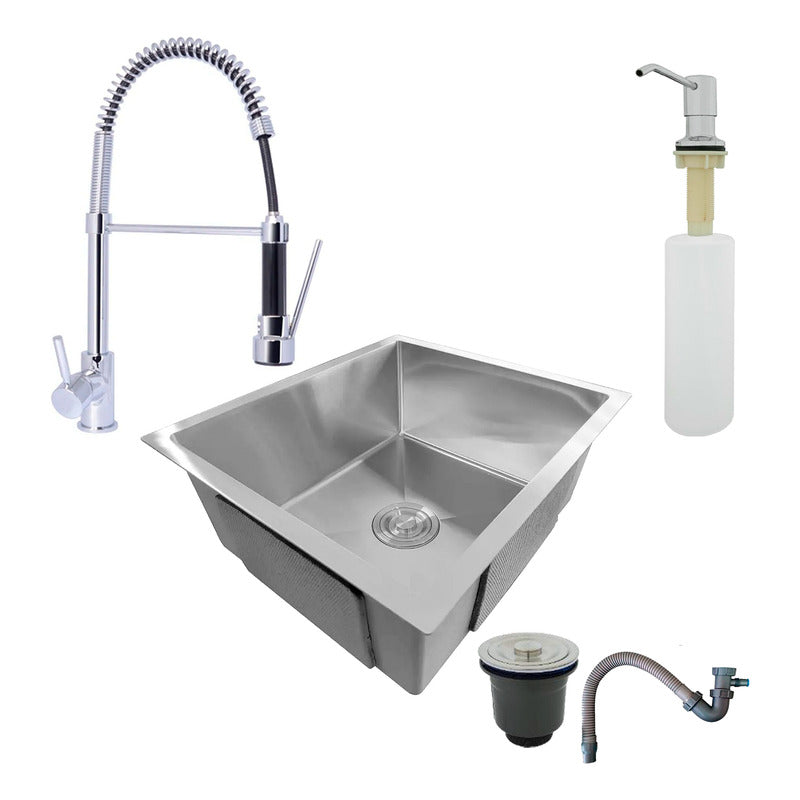 Combo Lavaplatos 60*45cm+griferia Industri+dispensador Y Acc