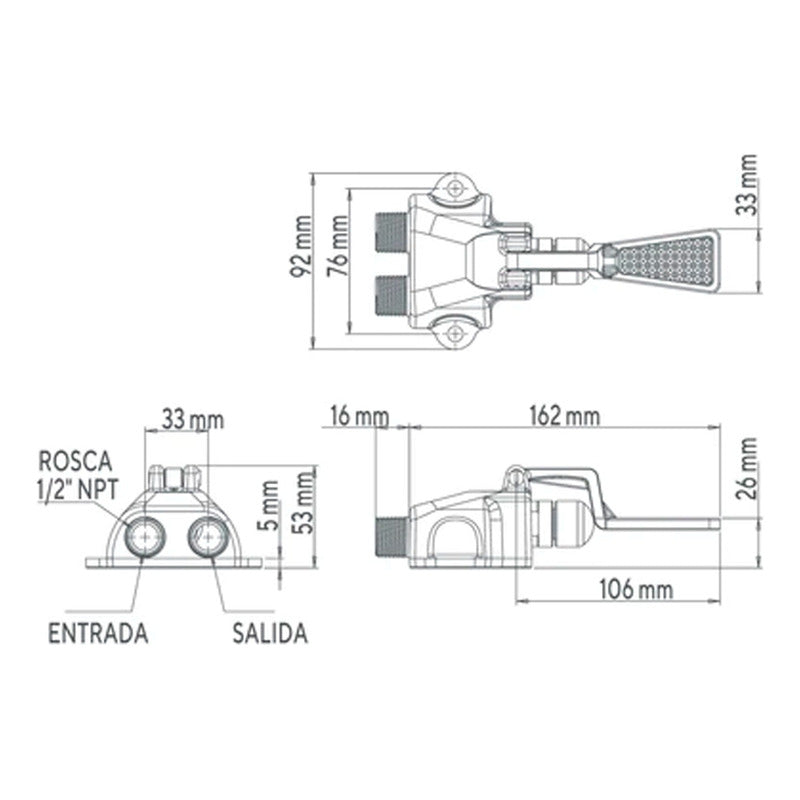 Válvula De Pedal De Alto Tráfico. Llave De Pedal Industrial