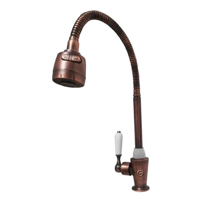 Lujosa Griferia Vintage Cobre Antiguo Flexible