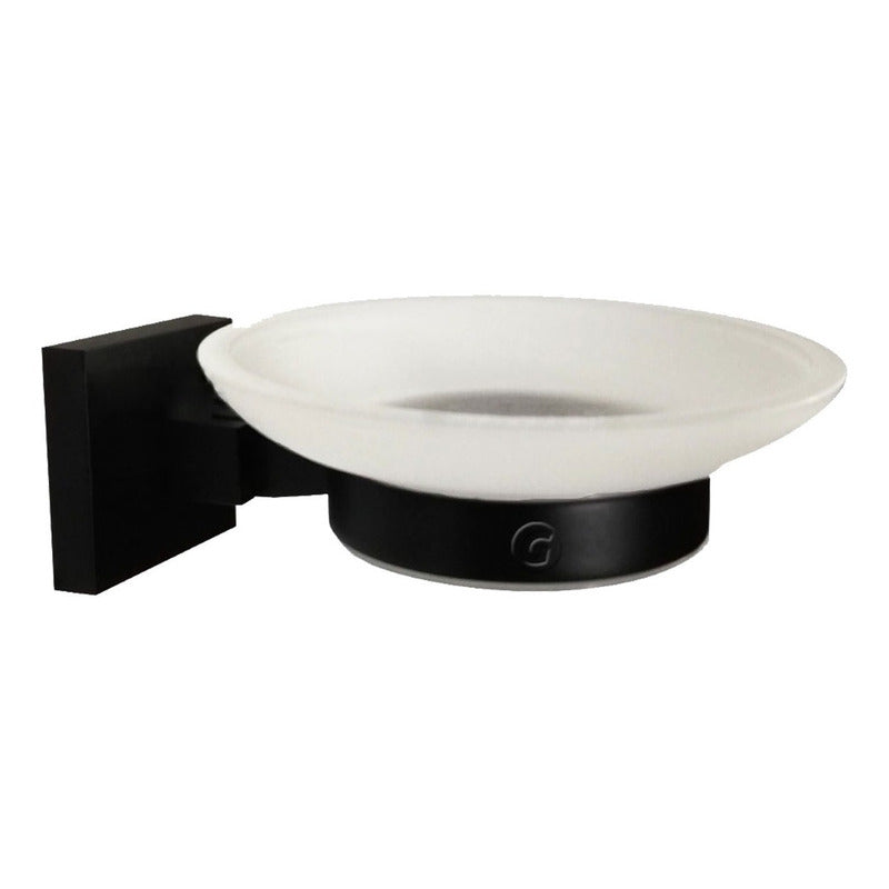 Set X4 De Accesorios Para Baño Cuadrados Color Negro