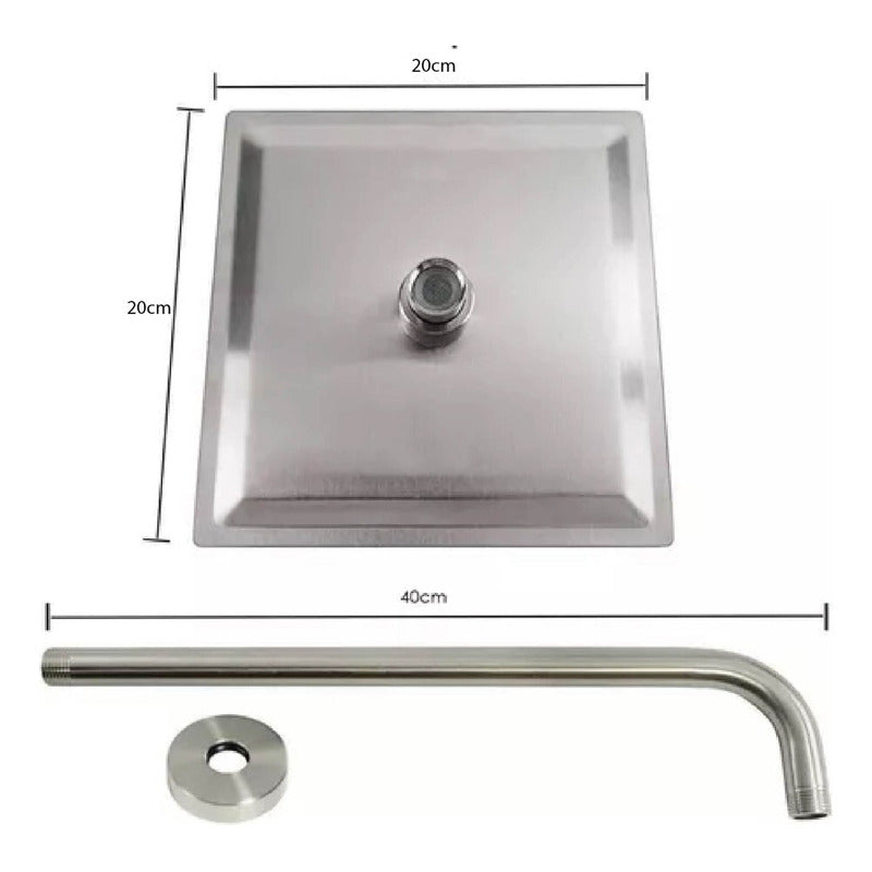 Kit Ducha 20cm + Grifería Agua Fria + Monocontrol Cromado