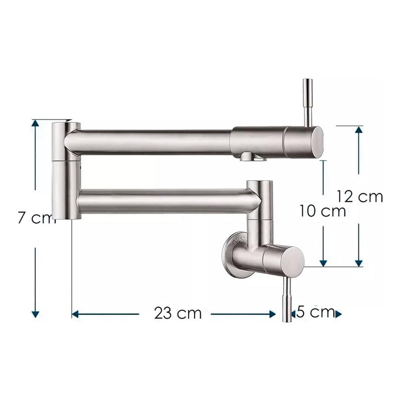 Grifería Llave De Llenado Para Ollas Plegable Satinado Pared