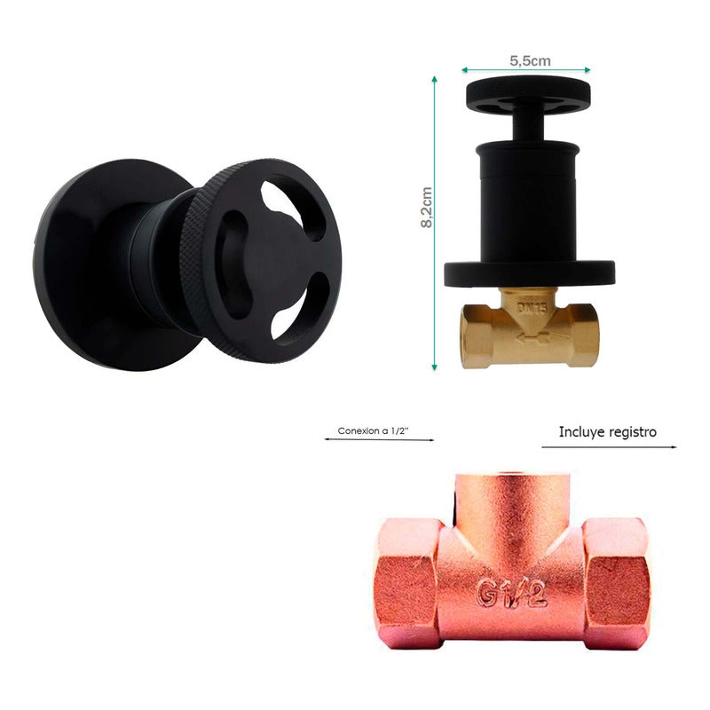 Kit Ducha Redonda 20cm+tubo+registro Manija Ducha Industry