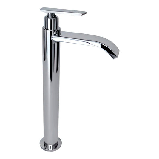 Grifería Lavamanos Agua Fría Alta Plateada Brillante