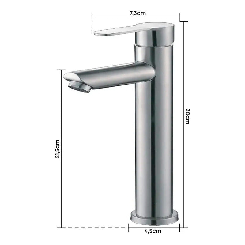Griferia Monocontrol Lavamanos Alta En Acero Inox.304