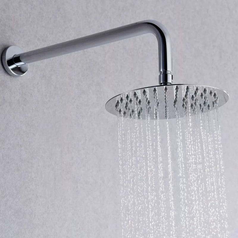 Ducha Regadera Metálica 20 Cm Redonda Lujo, Kit Con Tubo